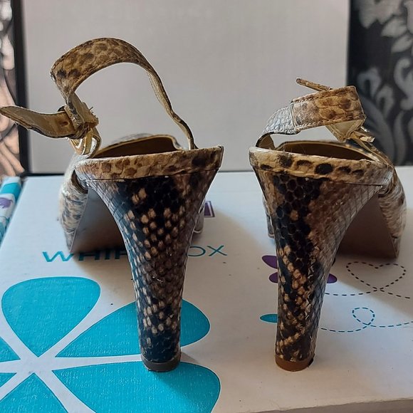 Tahari Snakeskin Sling Pumps sz 7 - Picture 5 of 10